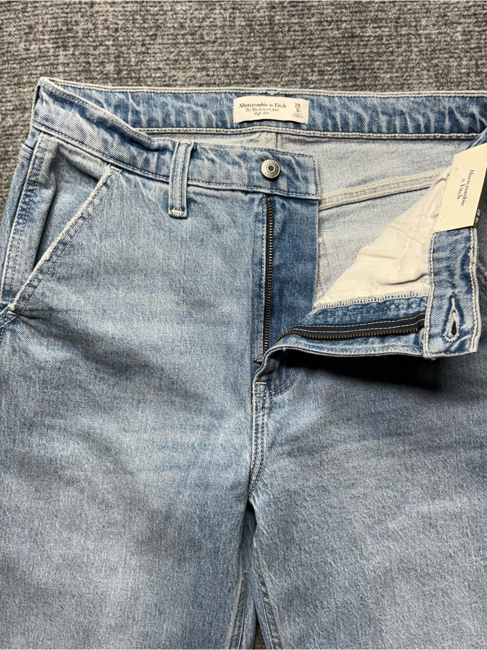 Abercrombie Fitch Jeans Womens 28/6S Blue 90's Relaxed High Rise Carpenter NEW - Picture 5 of 14